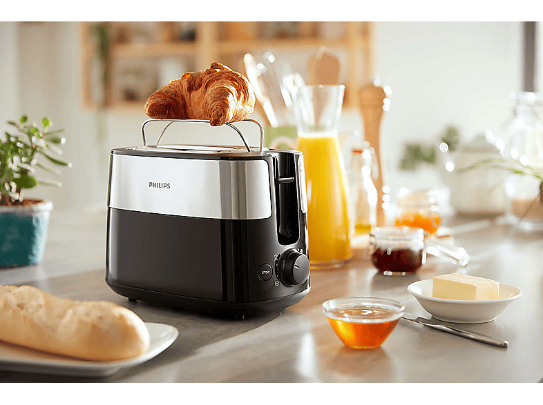 Philips HD2516/90 Toaster (Schwarz, Edelstahl, 830 Watt, Schlitze: 2) — Foto 5 von 5