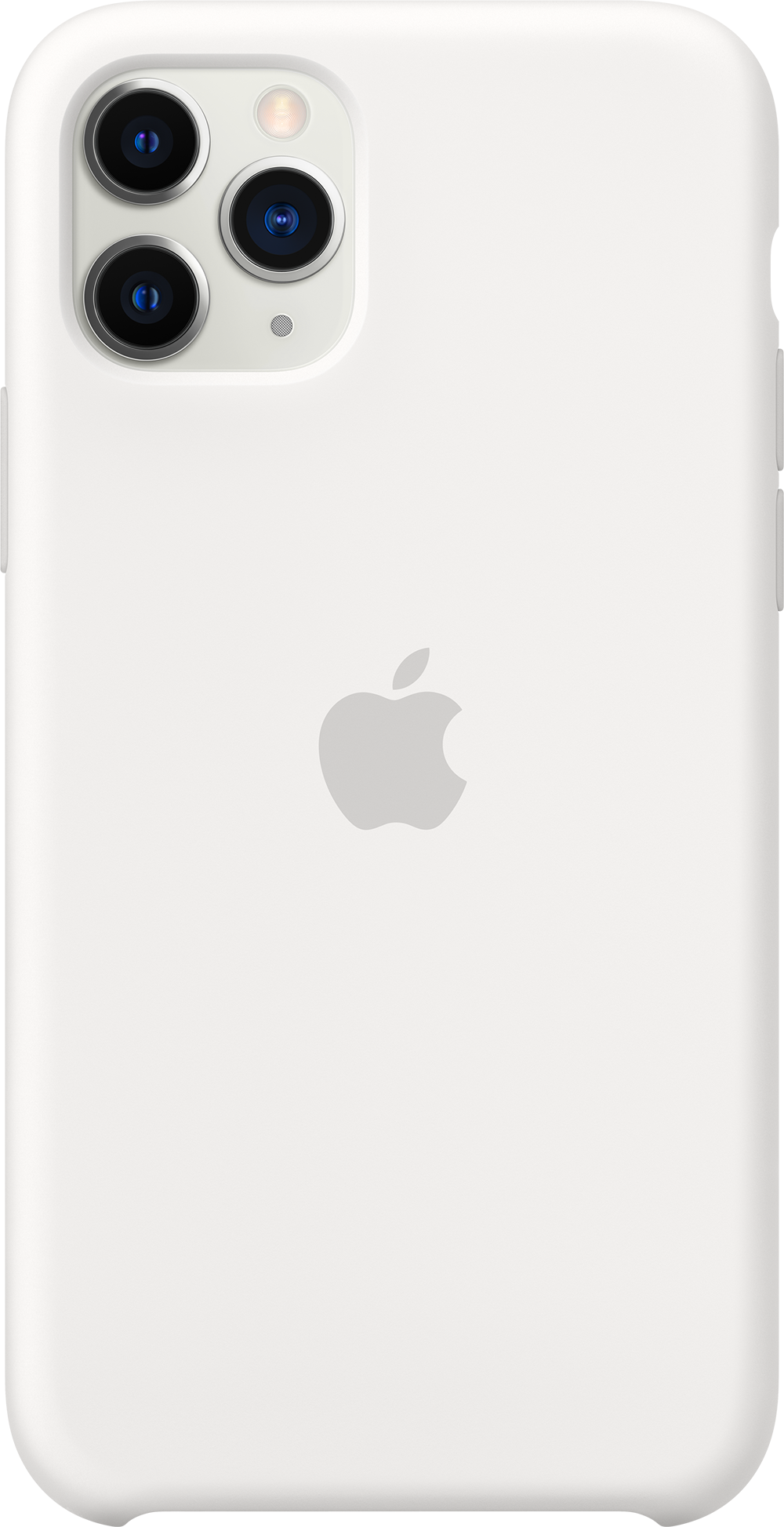 Witte iPhone 11 Pro case met Apple logo, drie camera's.