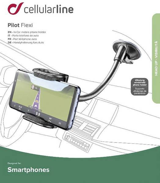 Soporte para teléfono de coche con un teléfono que muestra un mapa de navegación en un diagrama.