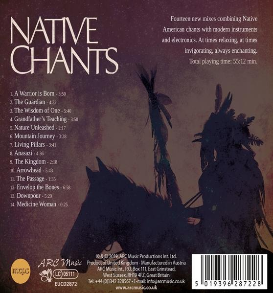 CD-Cover von 'Native Chants' mit einem Gemälde eines Indianers und eines Pferdes.