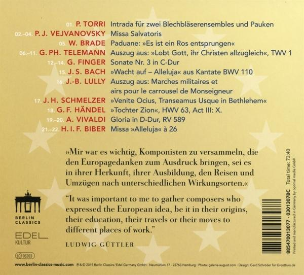 Ein CD-Cover mit Text und einem Zitat auf Englisch. Ein Logo und ein Bild eines Mannes in Schwarz.