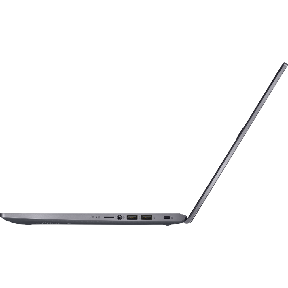 Silberner Laptop im Profil, geöffnet. Display zeigt eine Softwareoberfläche auf schwarzem Hintergrund.