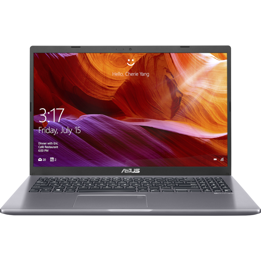 Laptop mit farbenfrohem Bildschirm. Zeigt eine Uhr mit 3:17 und das Datum.