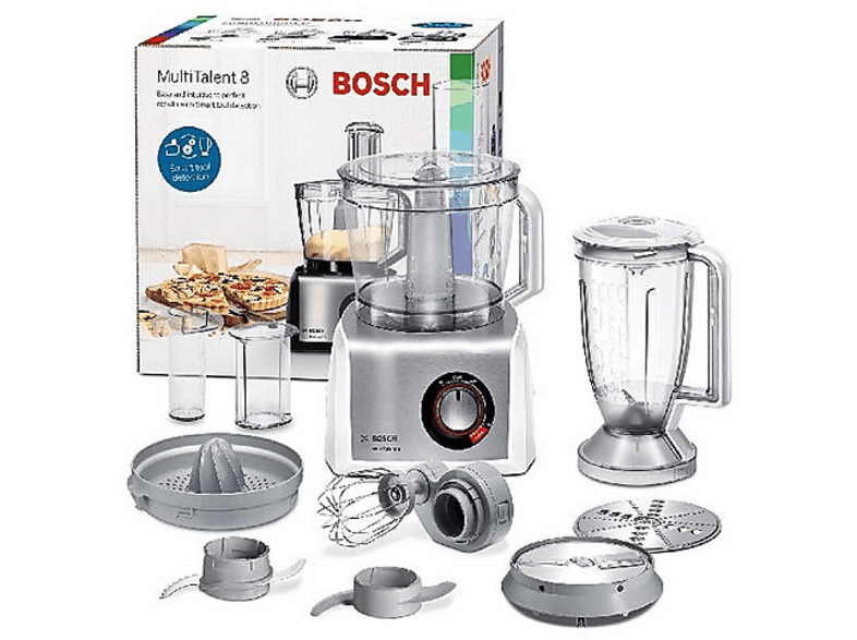 REACONDICIONADO Seminuevo(*) Procesador de alimentos - Bosch MC812S820, MultiTalent 8, 1250 W, Hasta 50 funciones, Bol XXL 3.9 l, Blanco