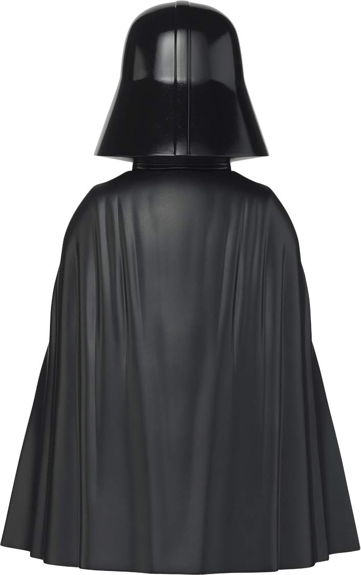 Rückansicht einer schwarzen Darth Vader Figur mit Umhang.