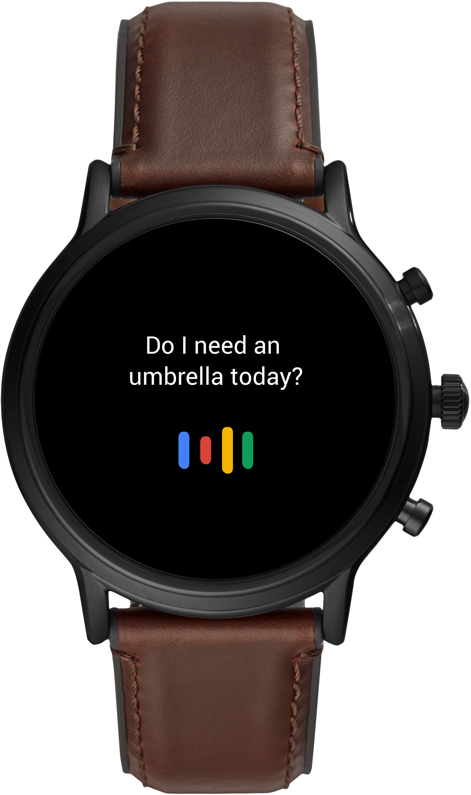 FOSSIL The Carlyle HR - 5. Generation 44 mm Smartwatch Edelstahl Echtleder, 200 mm, Dunkelbraun