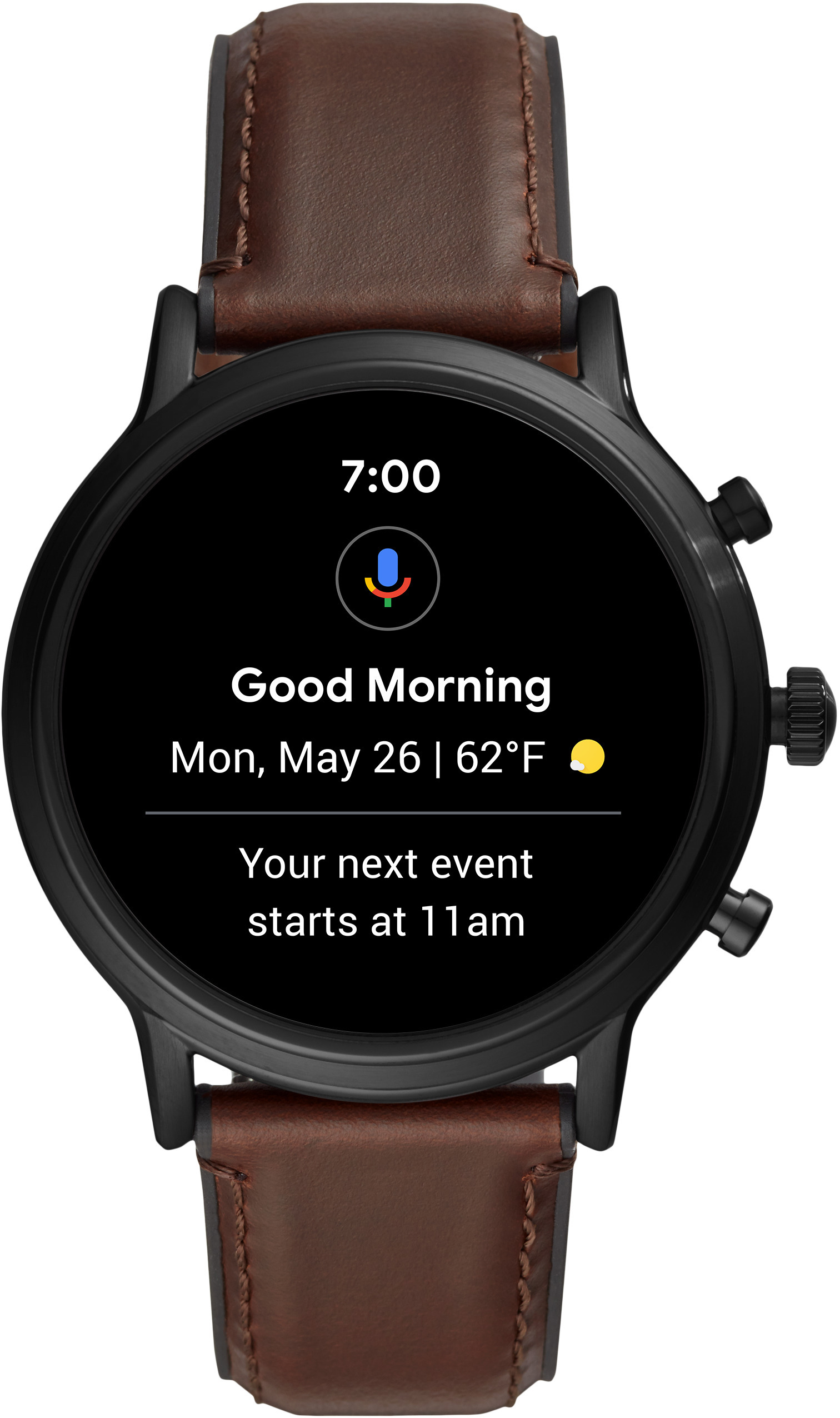 FOSSIL The Carlyle HR - 5. Generation 44 mm Smartwatch Edelstahl Echtleder, 200 mm, Dunkelbraun