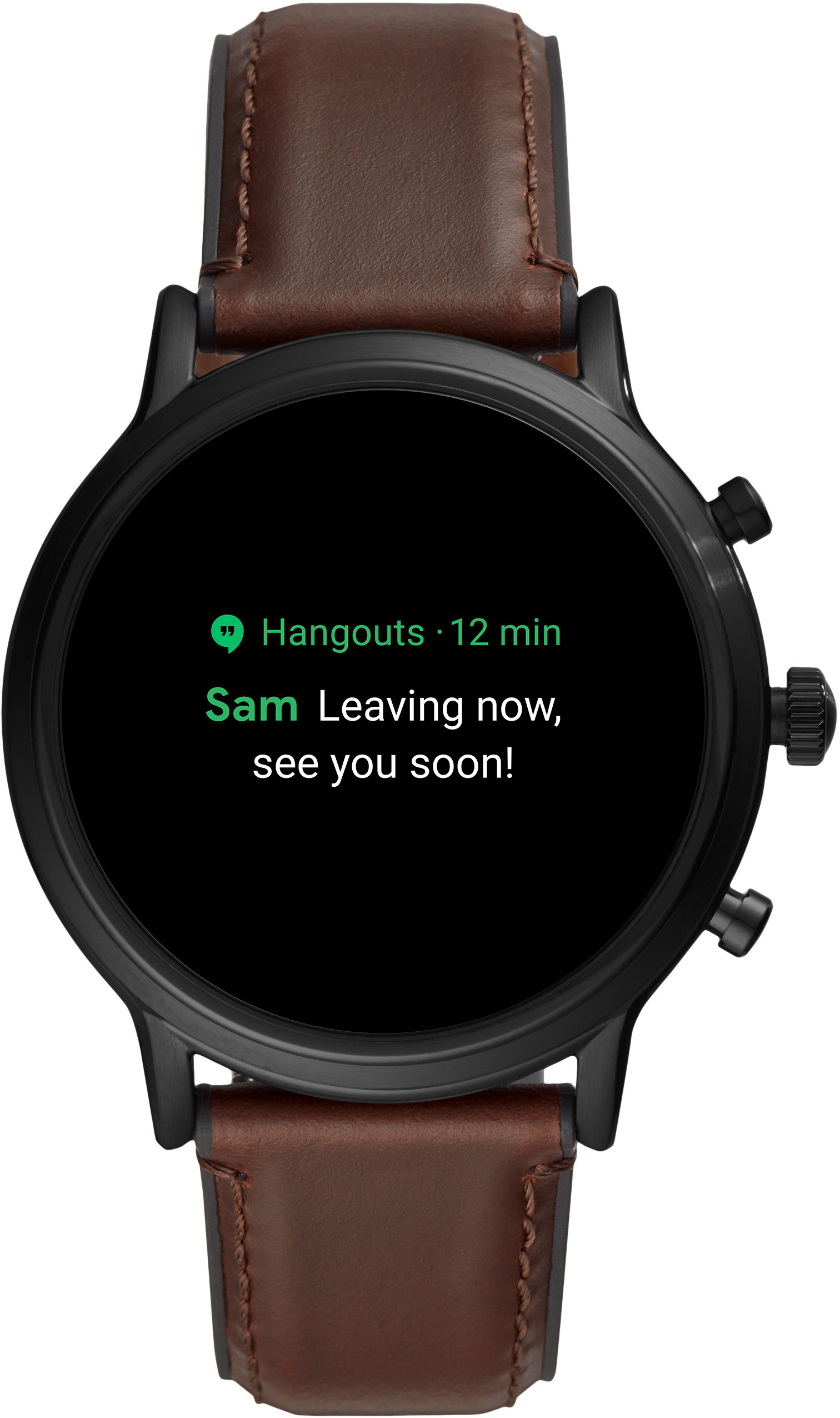 FOSSIL The Carlyle HR - 5. Generation 44 mm Smartwatch Edelstahl Echtleder, 200 mm, Dunkelbraun