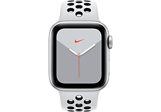 APPLE Watch Nike Series 5 (GPS) 40 mm - Smartwatch (130 mm - 200 mm, Fluorelastomer, Silber/Pure Platinum)
