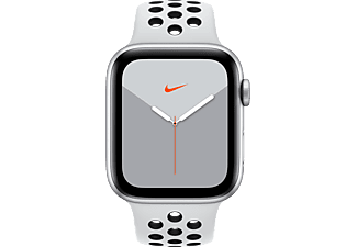 APPLE Watch Nike Series 5 (GPS) 44 mm - Smartwatch (140 mm - 220 mm, Fluorelastomer, Silber/Pure Platinum)