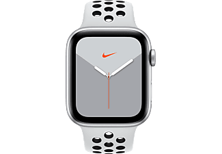 APPLE Watch Nike Series 5 (GPS + Cellular) 44 mm - Smartwatch (140 mm - 220 mm, Fluorelastomer, Silber/Pure Platinum)