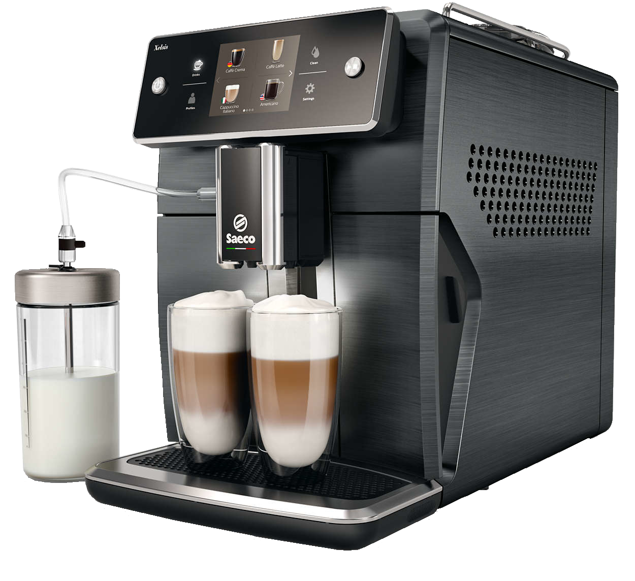 SAECO Xelsis SM7786 - Kaffeevollautomat mit Cappuccinatore - Titan / Edelstahl Kaffeevollautomat (Titan / Edelstahl, Ja, 15 bar, integrierter Milchbehälter)