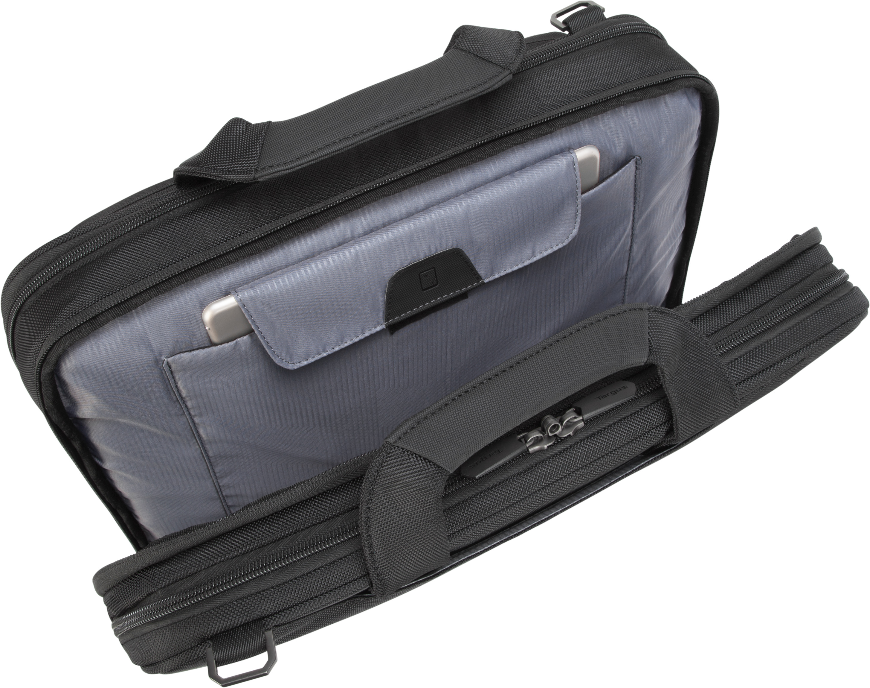 TARGUS Corporate Traveler Notebooktasche Aktentasche für Universal Strapazierfähiges ballistisches Nylonobermaterial nach Militärstandard 1680D – wasser- und verschleißfest, Schwarz
