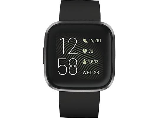 FITBIT Versa 2 - Smartwatch (S e L, Silicone, Nero/Carbone)