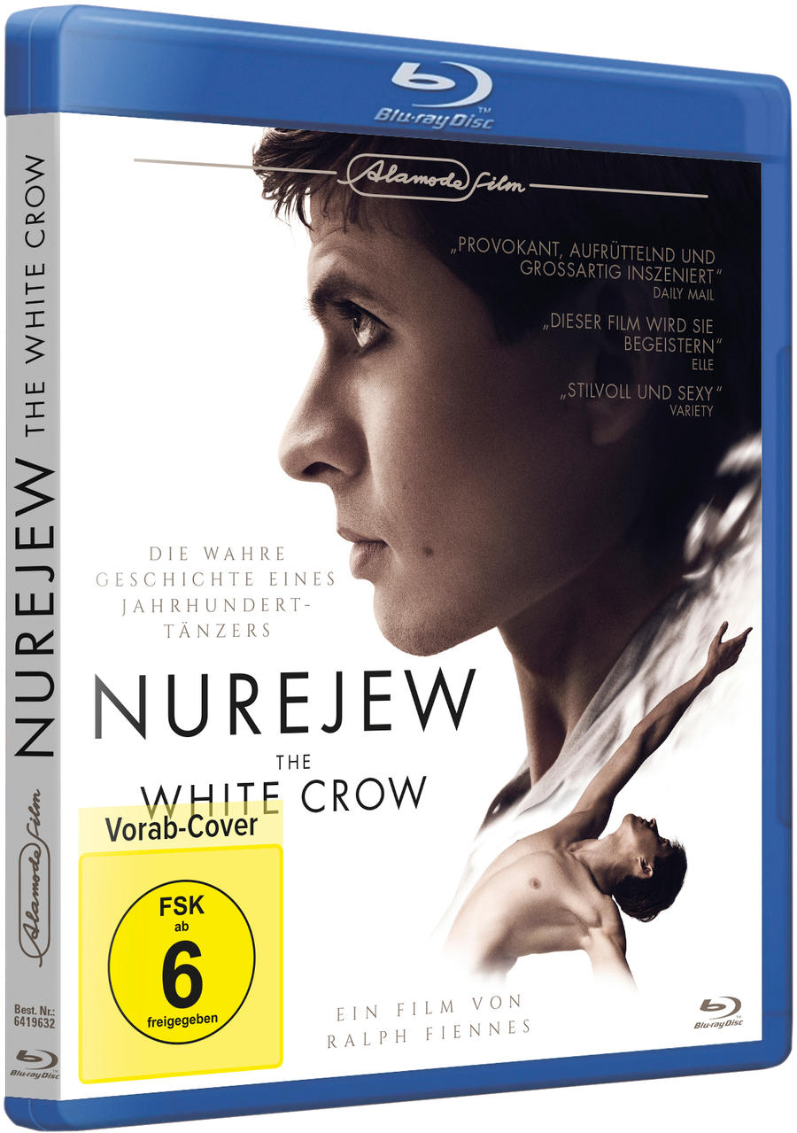 Blu-ray-Cover des Films The White Crow, mit einem Porträt eines Mannes und einer Ballettpose.