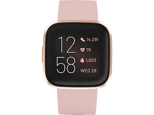 FITBIT Versa 2 - Smartwatch (S und L, Silikon, Créme/Kupferrosé)