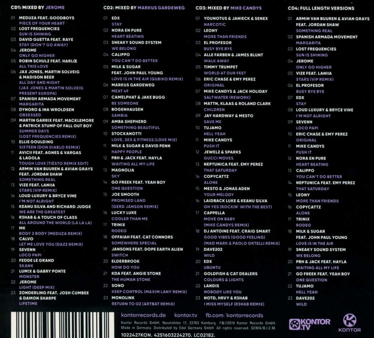 Albumcover mit Titelliste und Künstlern, MIXED BY. Verschiedene Farben.
