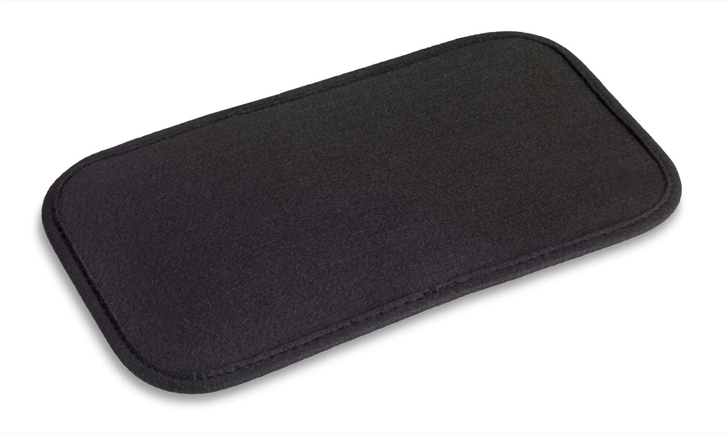 Black rectangular pad. Soft looking with a black stitched border.