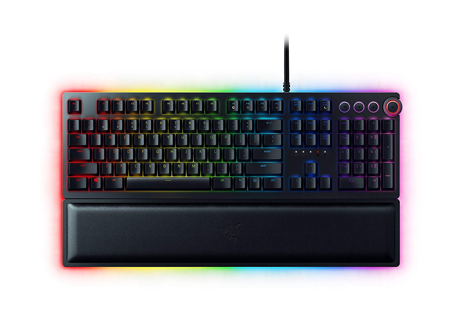 Razer Huntsman Elite teclado gaming switches de retroiluminación rgb chroma dial digital reposamuñecas español negro con cable usb layout