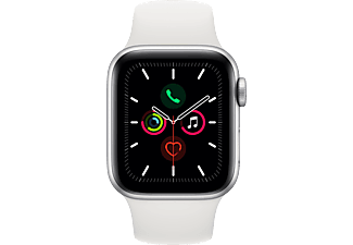 APPLE Watch Series 5 GPS, 40mm Ezüstszínű alumíniumtok fehér sportszíjjal