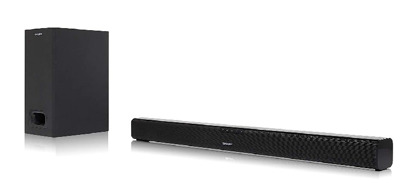 Sharp Htsbw110 2.1 slim barra de sonido cine en casa bluetooth hdmi arccec potencia total salida 180w audio digital aux 80 cm color negro 180 subwoofer con cables altavoz soundbar