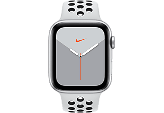 APPLE Watch Nike Series 5 GPS, 44mm Ezüstszínű alumíniumtok ezüstszürke/fekete Nike sportszíjjal