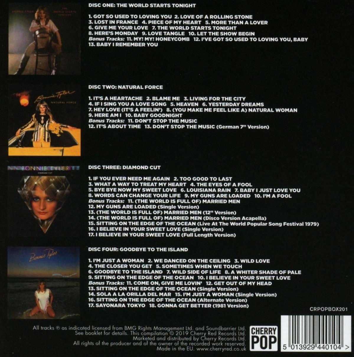 Rückseite einer Bonnie Tyler CD mit Songtiteln, Albumcover.
