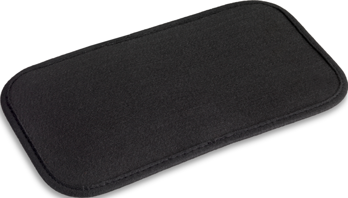Tampon rectangulaire noir avec coins arrondis. Design simple.