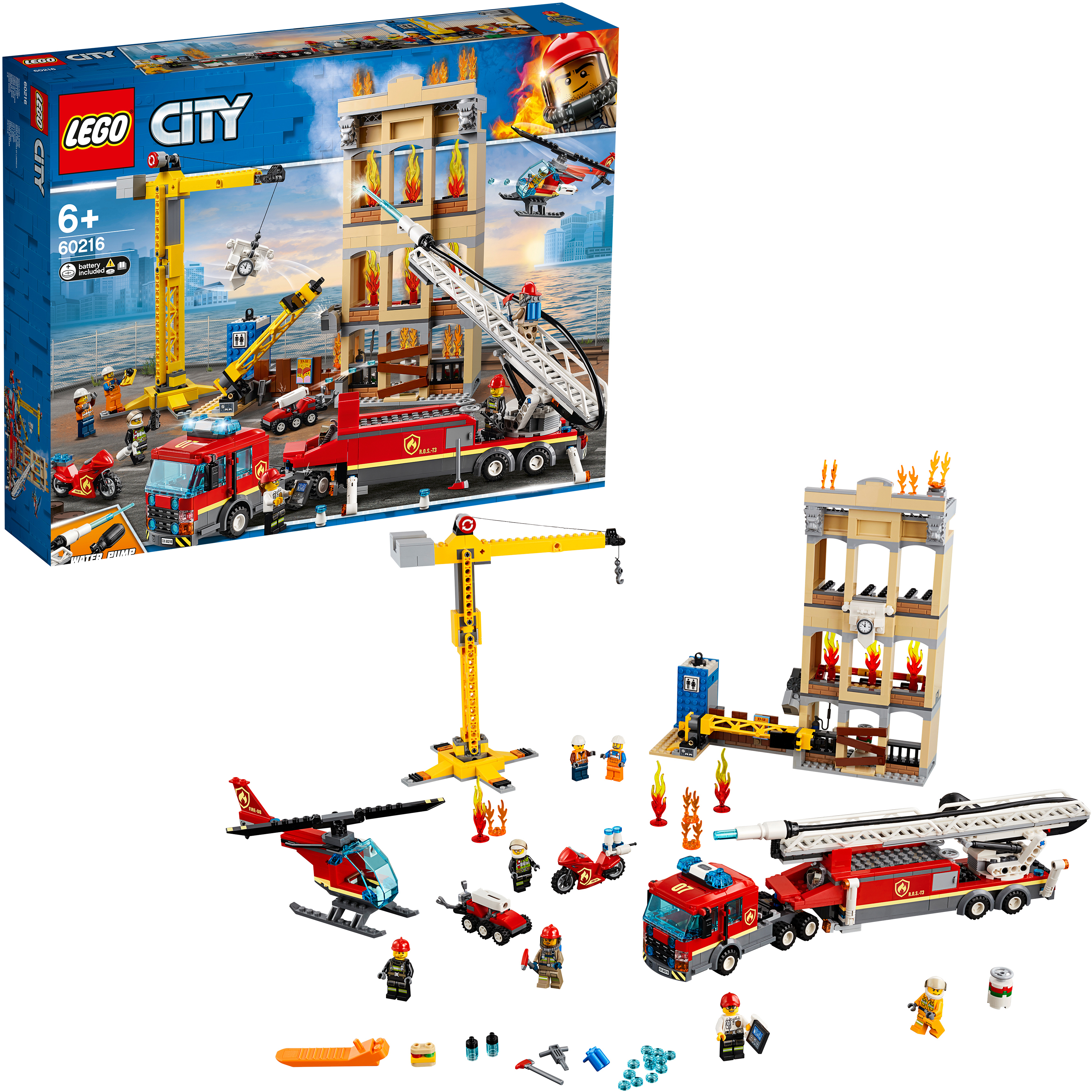 LEGO 60216 Feuerwehr in der Stadt Bausatz, Mehrfarbig