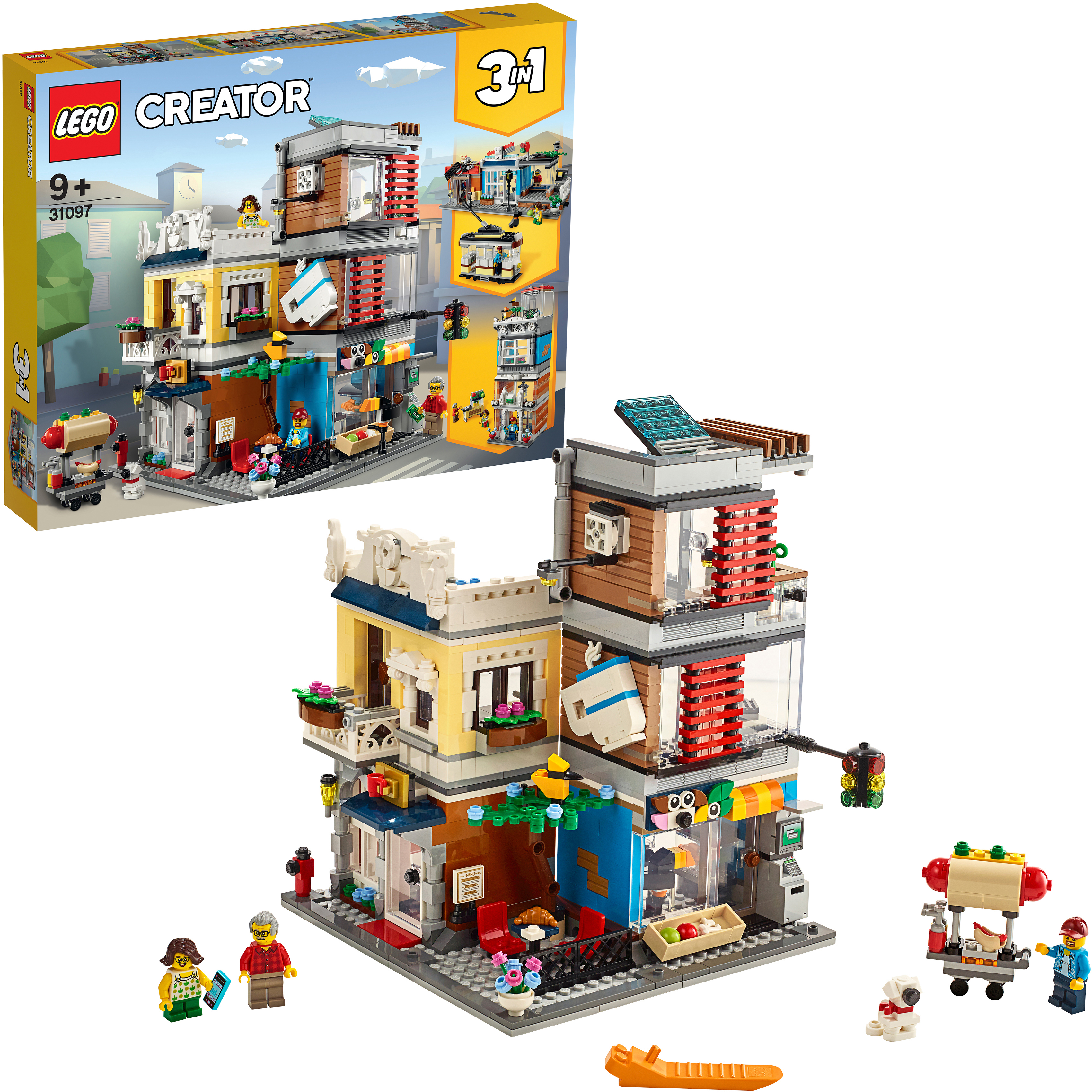 LEGO 31097 Stadthaus mit Zoohandlung & Café Bausatz, Mehrfarbig