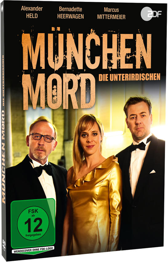 DVD-Cover mit drei Personen, Titel "München Mord".