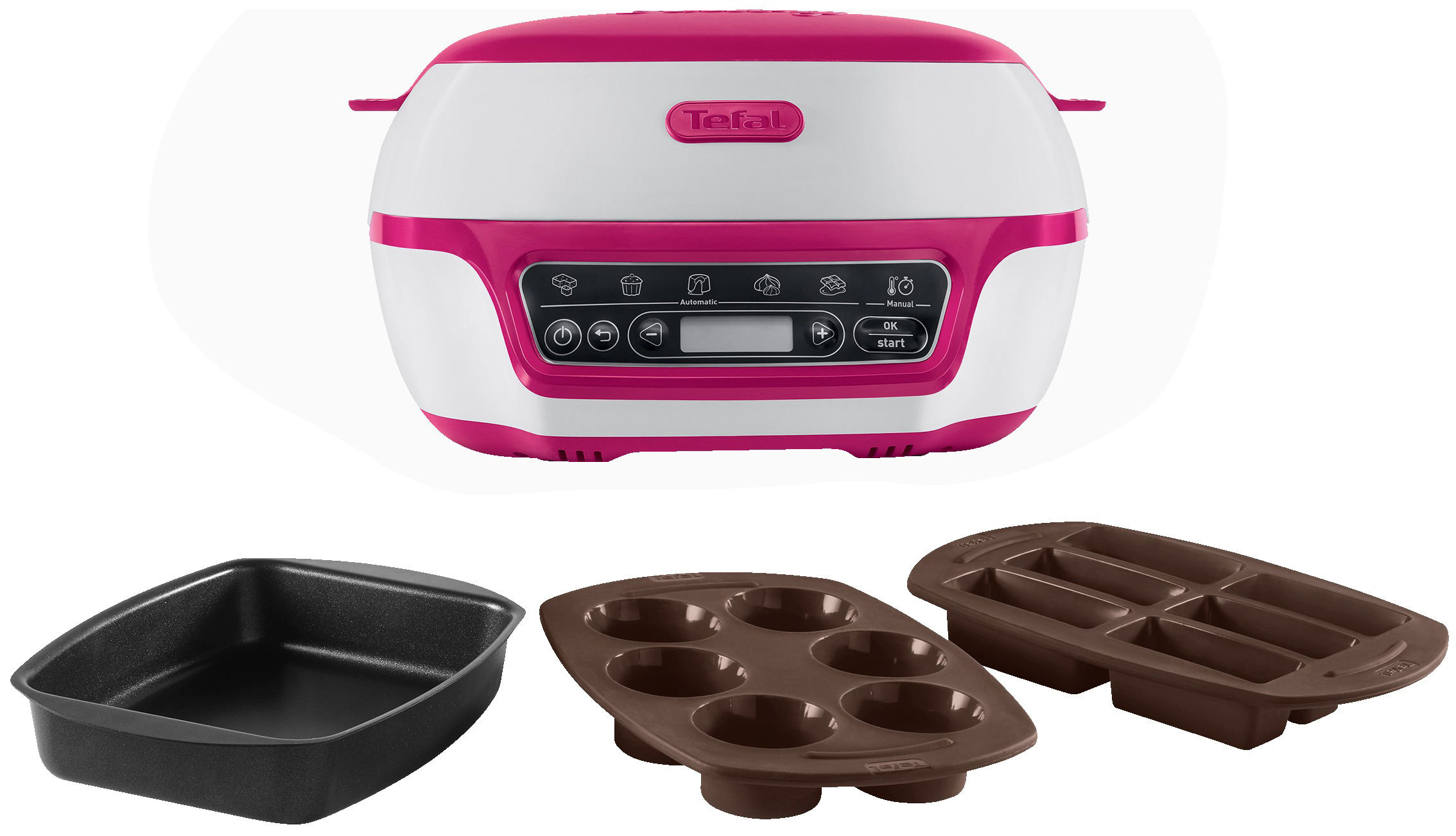 TEFAL KD8018 Cake Factory Kuchenbackautomat Weiß/Pink