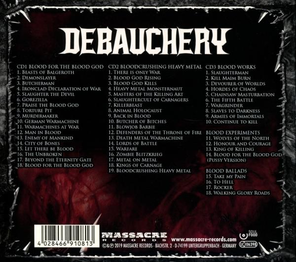 CD-Hülle mit schwarzem Hintergrund und einer Liste von Songnamen.