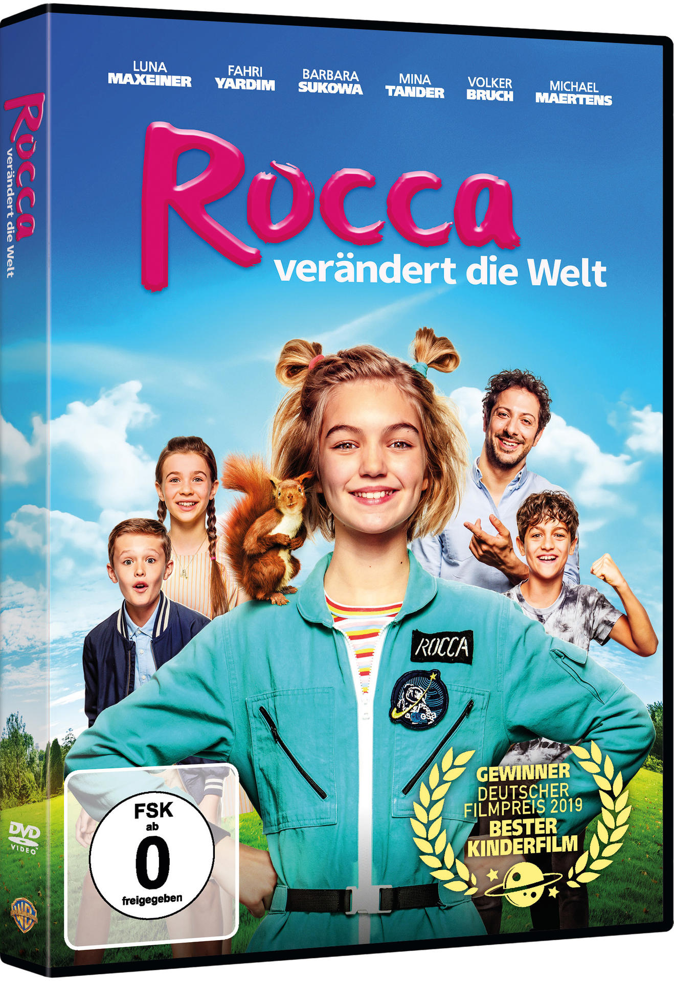 DVD-Cover eines Films mit einem jungen Mädchen und einem Eichhörnchen. Andere Kinder und Erwachsene sind im Bild.