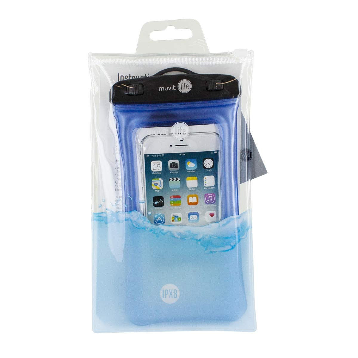 Funda acuática para móvil - Muvit Life Universal IPX8, Azul