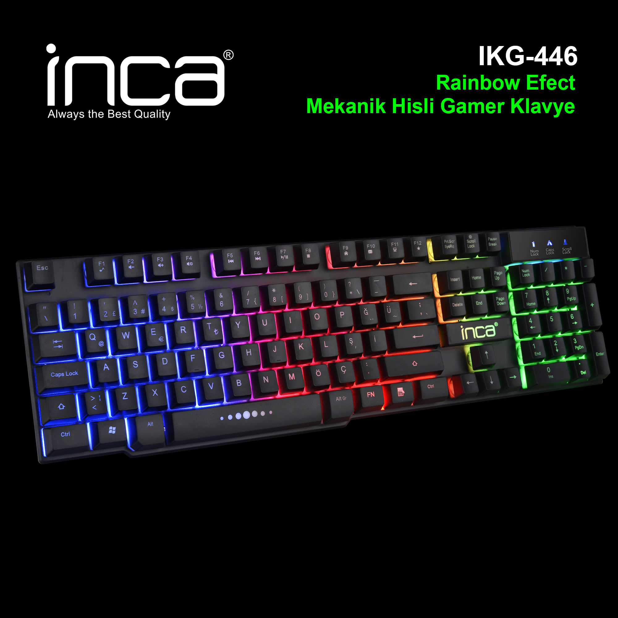 INCA IKG-446 Rainbow Efect  Mekanik Hisli Gaming Klavye
