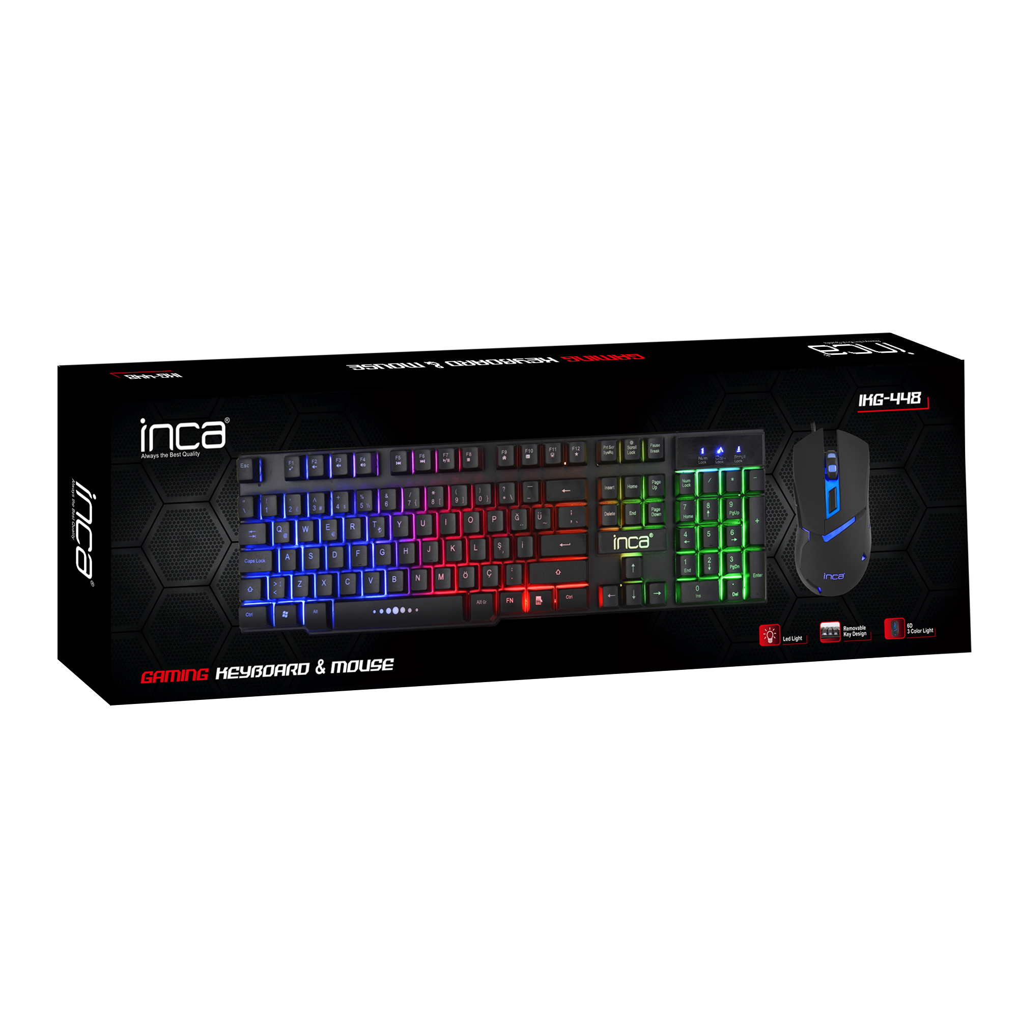 INCA IKG-448 Rainbow Efect Mekanik Hisli Kablolu Gaming Klavye & Mouse Set