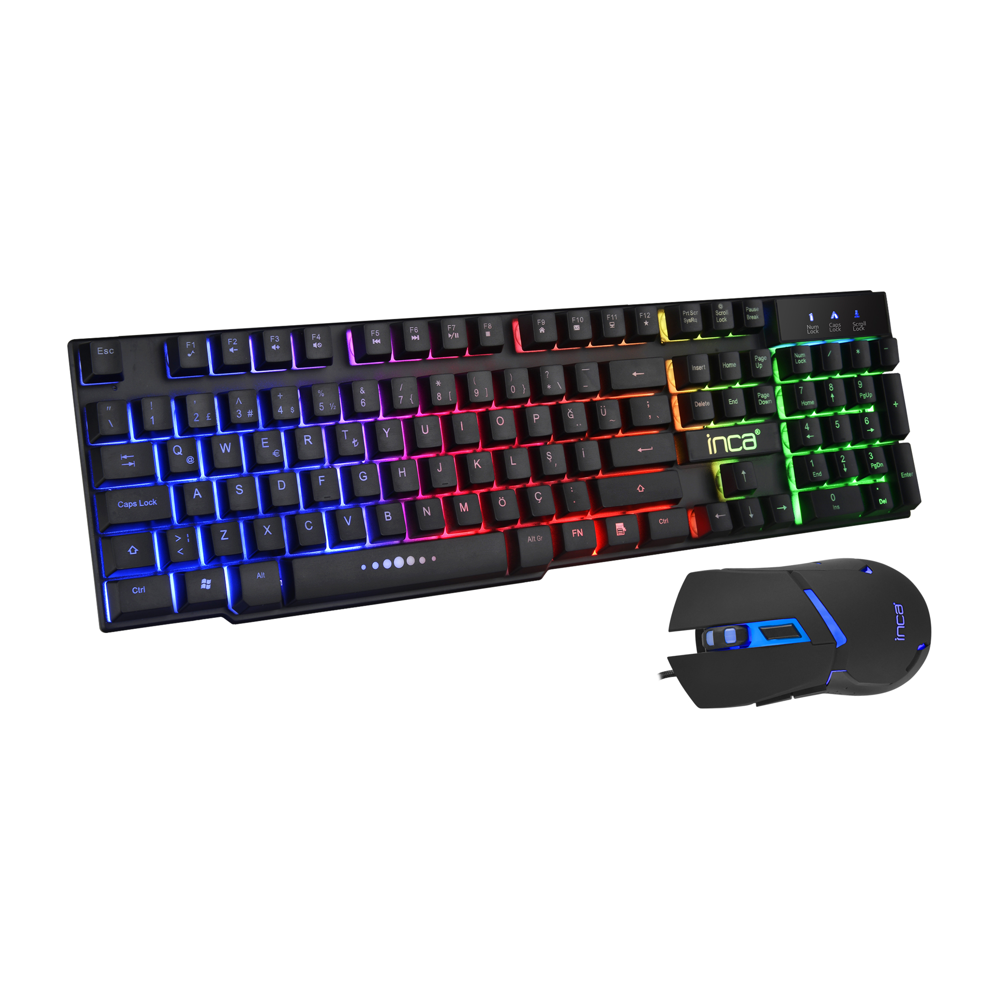 INCA IKG-448 Rainbow Efect Mekanik Hisli Kablolu Gaming Klavye & Mouse Set