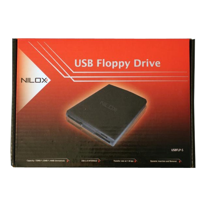 Lector de disquete - Nilox 10NXFD0800001, USB 2.0, Externo, Negro