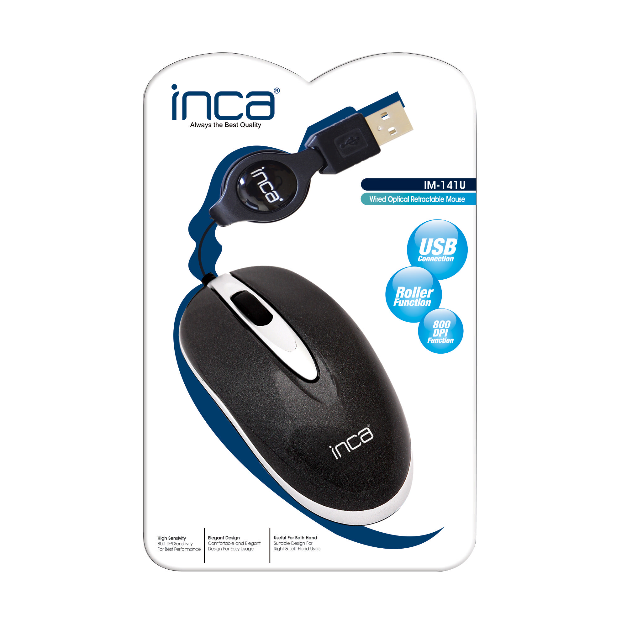 INCA IM-141U NCA USB Mini Makaralı Mouse Silver/Siyah