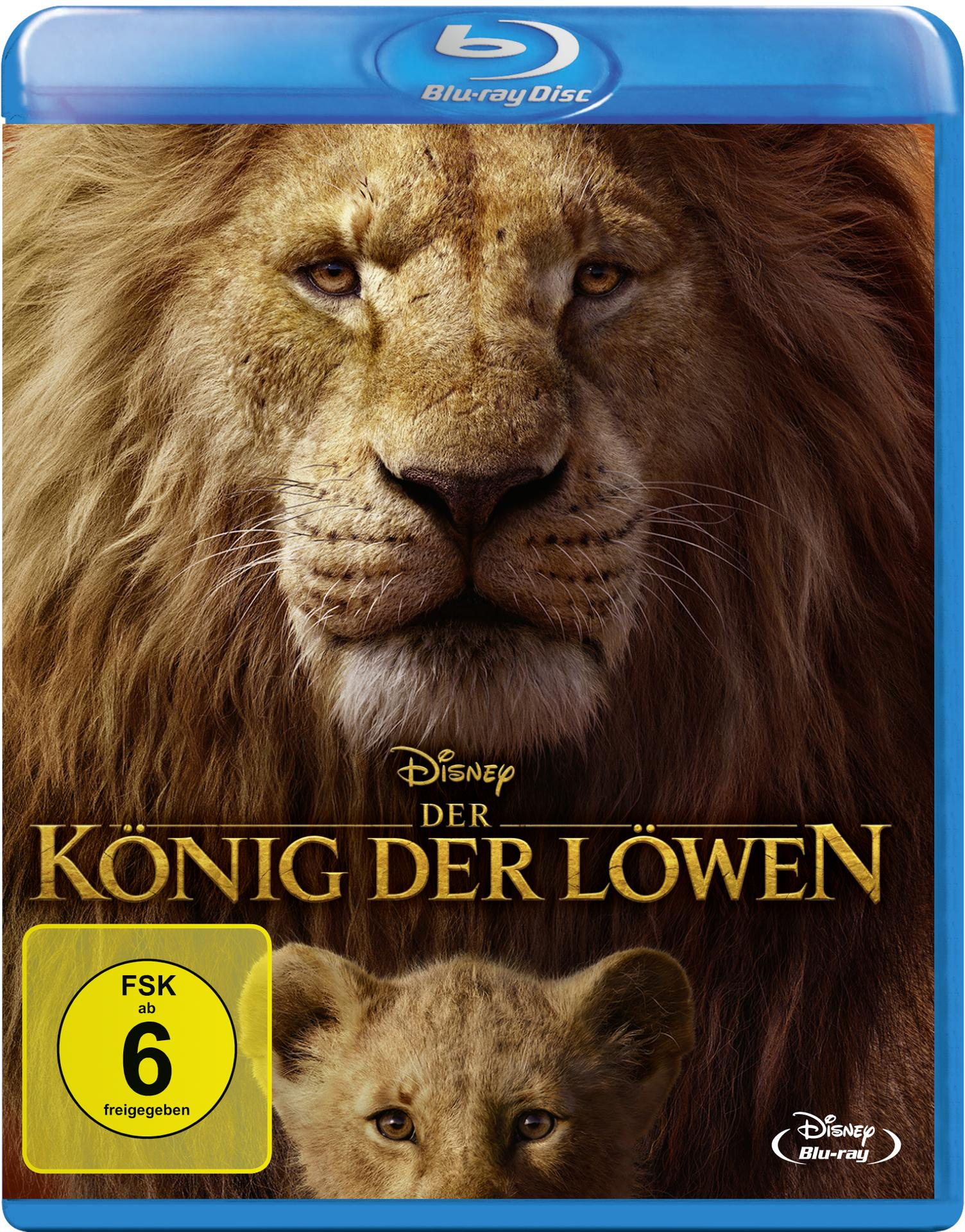 Löwe und Junges auf einem Blu-ray-Cover mit dem Text 'Der König der Löwen'.