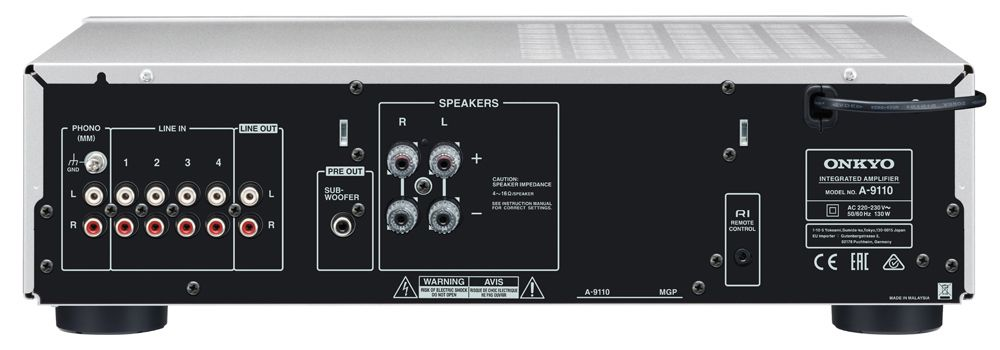 Amplificador estéreo - Onkyo A-9110, 2 canales, 50W/canal, Modo directo, Plata