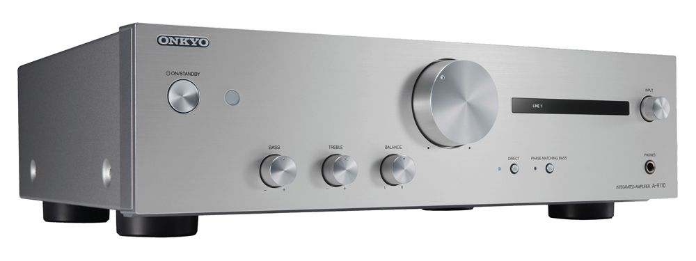 Amplificador estéreo - Onkyo A-9110, 2 canales, 50W/canal, Modo directo, Plata