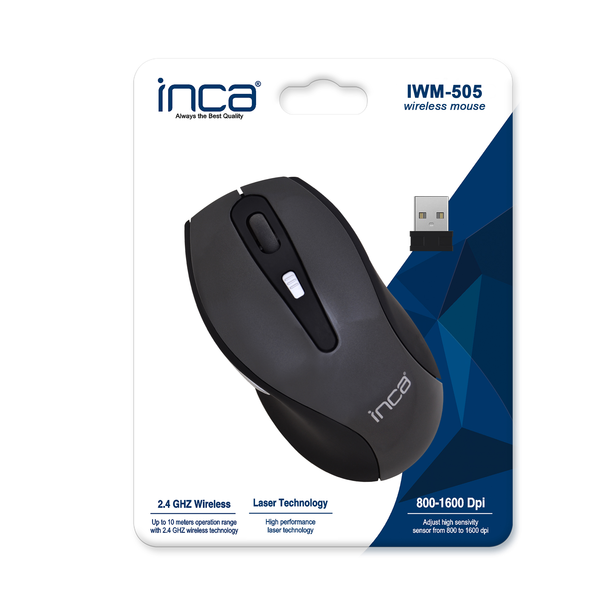 INCA IWM-505 Nano Laser USB Bağlantılı Kablosuz Mouse Siyah