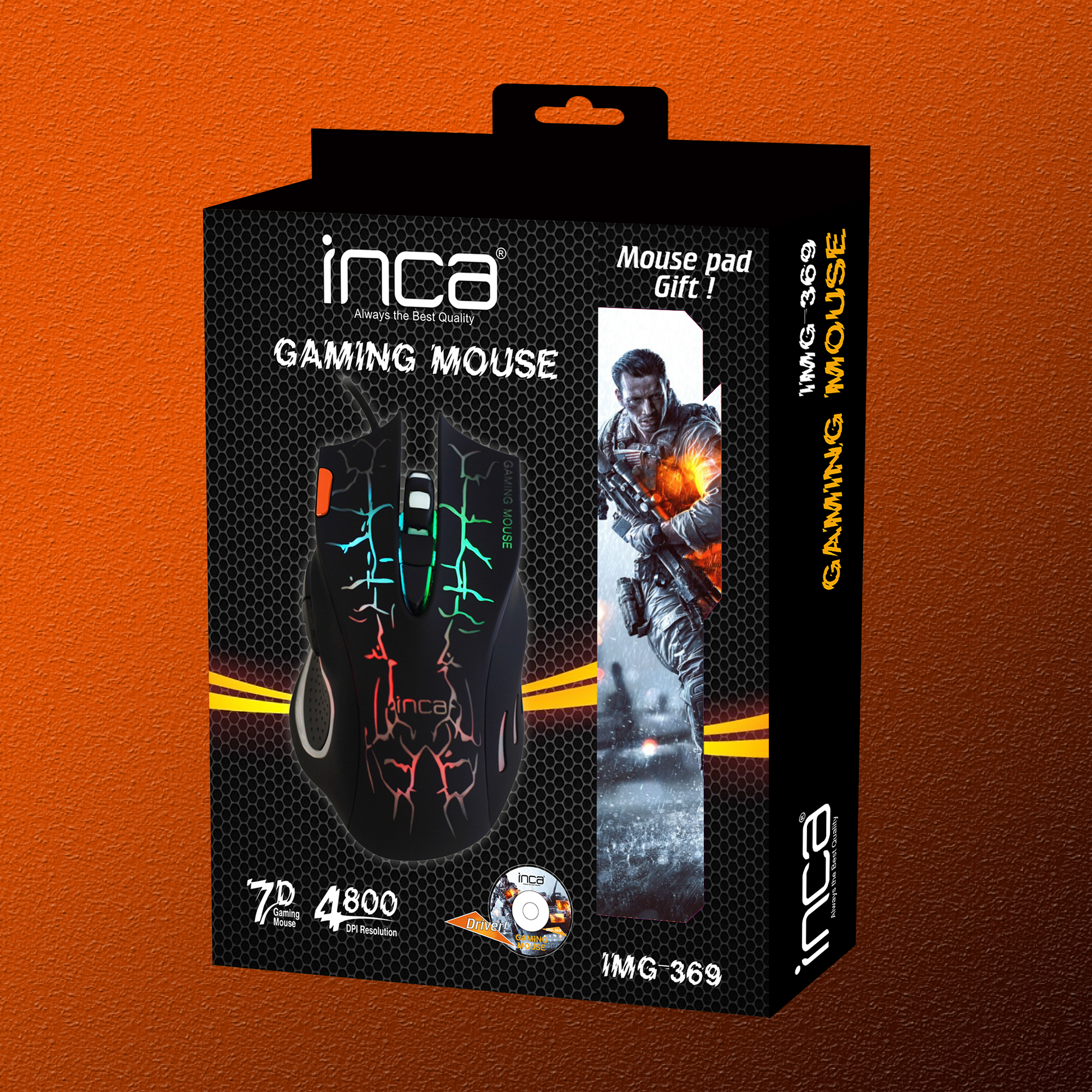 INCA IMG-369 Laser USB Bağlantılı Mouse+ Mouse Pad Siyah