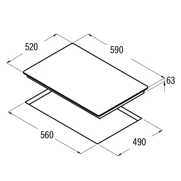 Encimera - Cata 08073400 IB 6203 BK, Float glass, Eléctrica, Inducción, 3 zonas, Negro