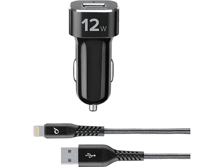 CELLULARLINE Autolader Kit Lightning Quickcharge Zwart (TETRCBRKITMFIPH2A)