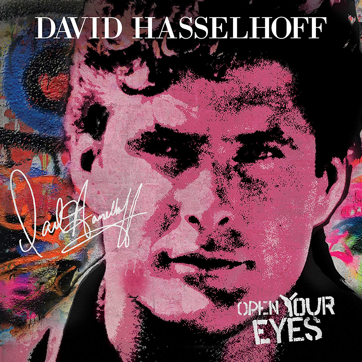 David Hasselhoff album borítója, rózsaszín árnyékolt arc.