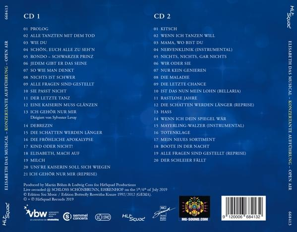 CD-Cover mit Tracklisten in Blau mit Songnamen.