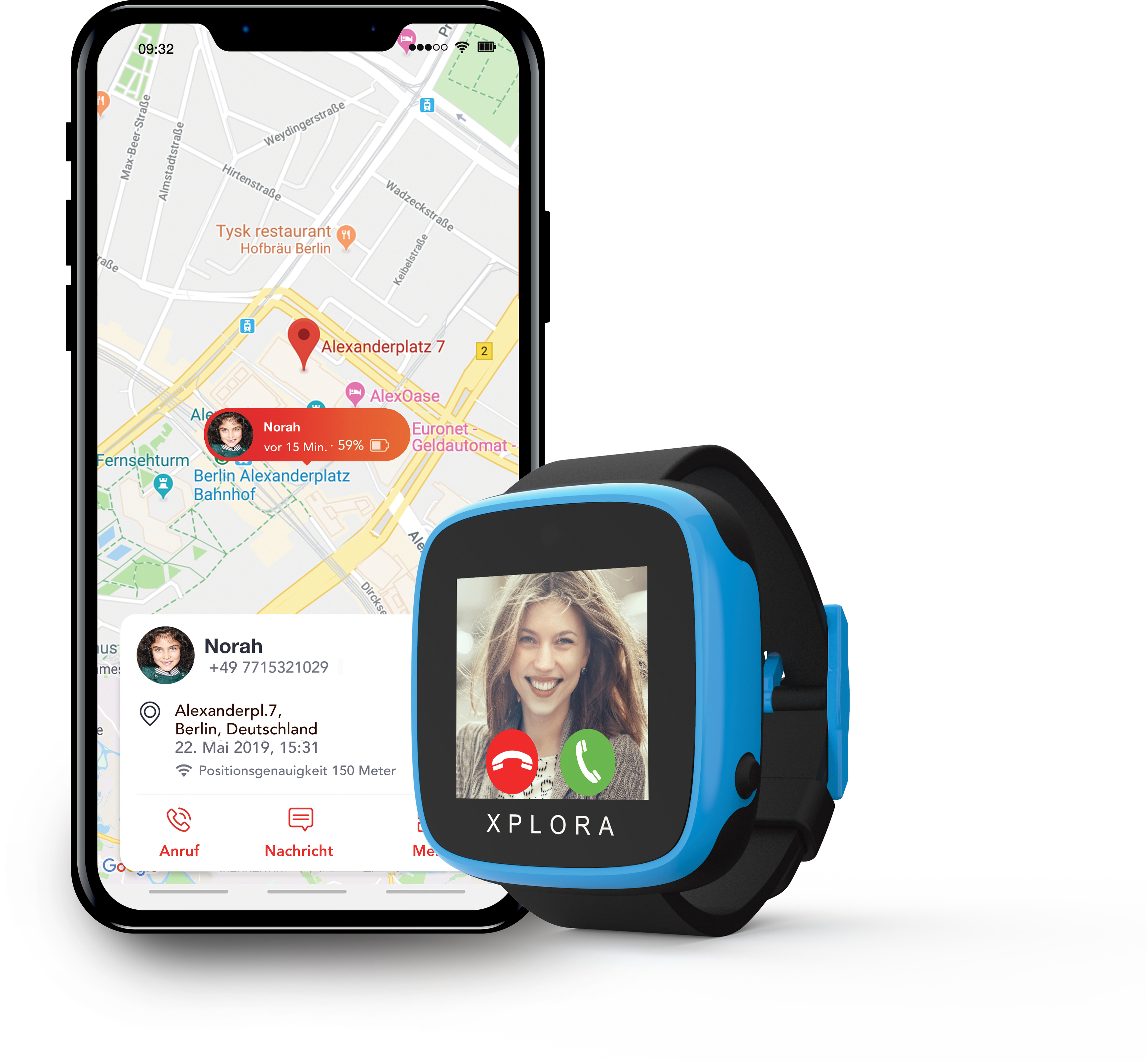 XPLORA GO Kinder-Smartwatch Kunststoff, 135-190 mm, Schwarz/Blau